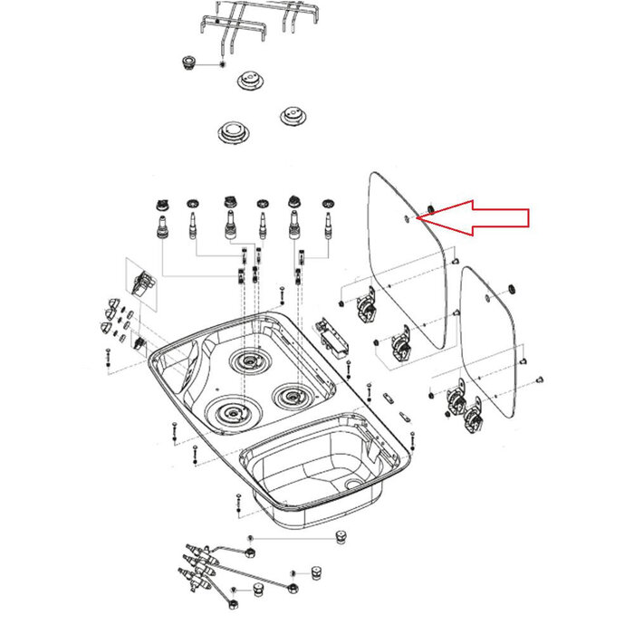 Dometic Dometic MO7123 Glasdeksel Komfoor gedeelte
