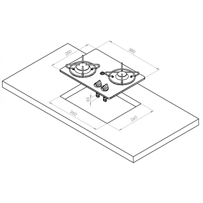 Navyload Navy Load Kookplaat 2-Pits 380x280