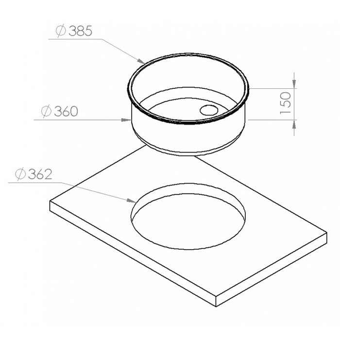 Navyload Navy Load Spoelbak Rond RVS Ø36–Ø38,5 H15