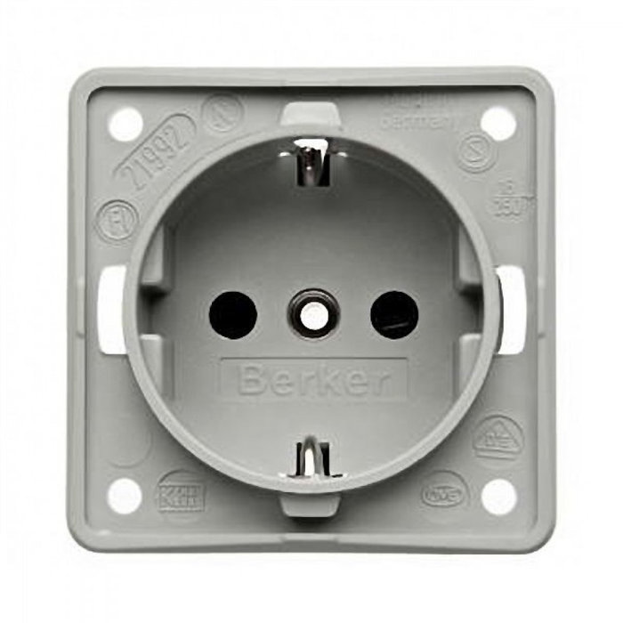Berker Berker Contactdoos 230V Inbouw Grijs Mat