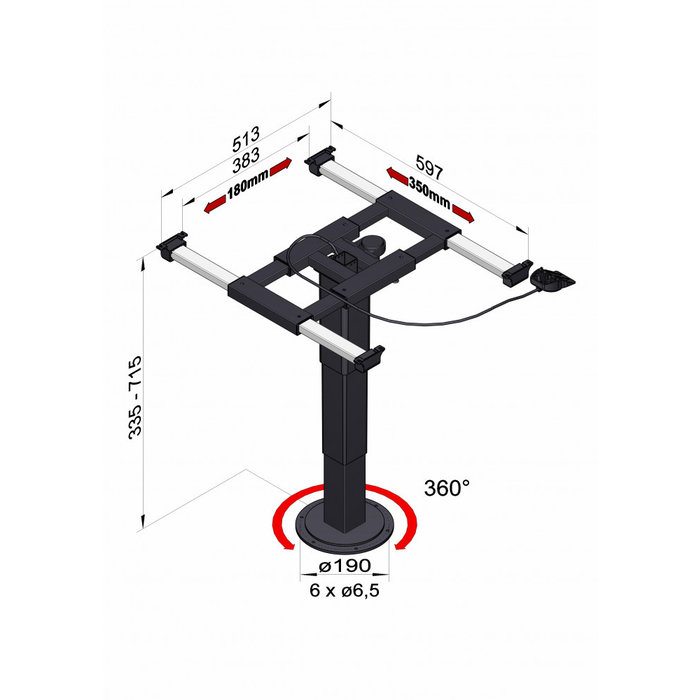 Ilse Ilse Lifttafelpoot Draai- & Schuifbaar 5946 A08