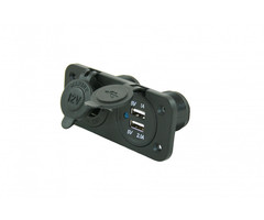 Fjord Outdoor 5 stuks Power Line Contactdoos 12V + 2x USB Lader Inbouw Zwart