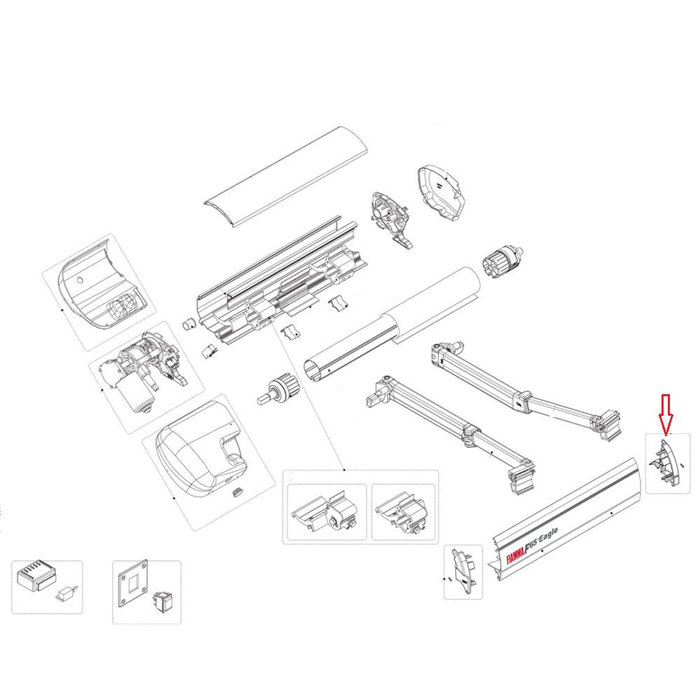 Fiamma Fiamma Eindkap Lead Rail Rechts Polar White F65L 400-490 018