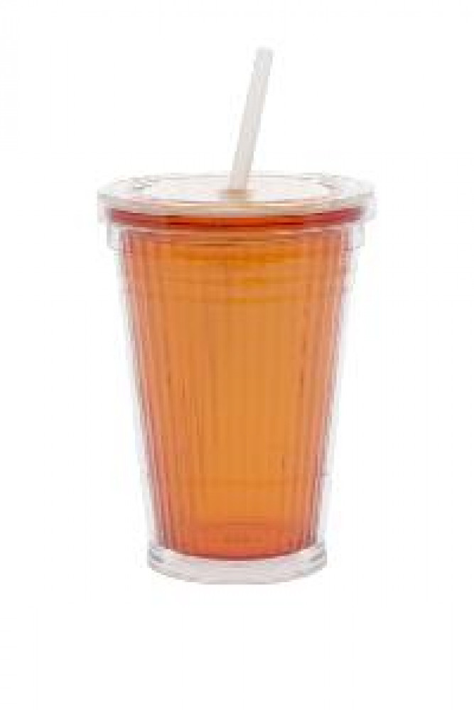 Gimex Gimex Drinkbeker met Rietje Oranje