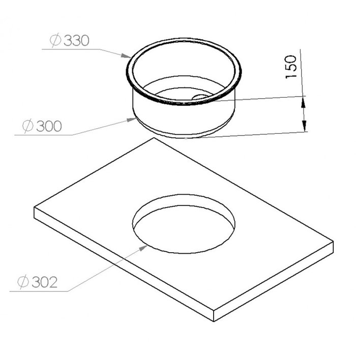 Navyload Navy Load Spoelbak Rond RVS Ø30-Ø33 H18