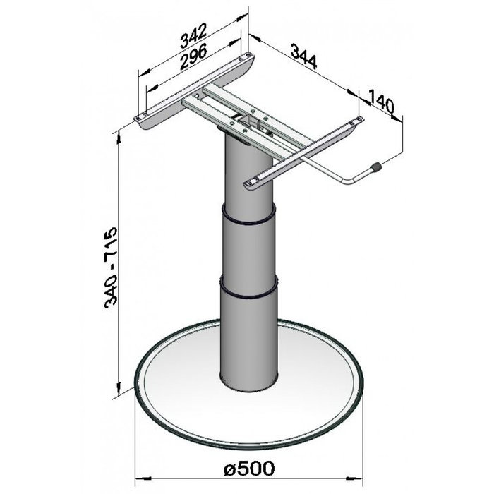 Ilse Ilse Vrijstaande Lifttafelpoot 7032 G06 34/71.5cm