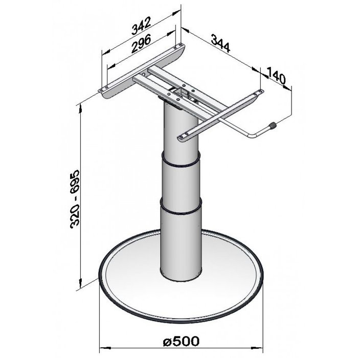 Ilse Ilse Vrijstaande Lifttafelpoot 7037 G06 32/69.5cm