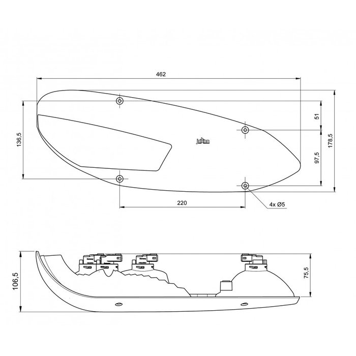 Jokon Jokon Achterlicht L3000 Rem/ Knipper/ Mist/ Achteruitrij/ Driehoek Reflector Links