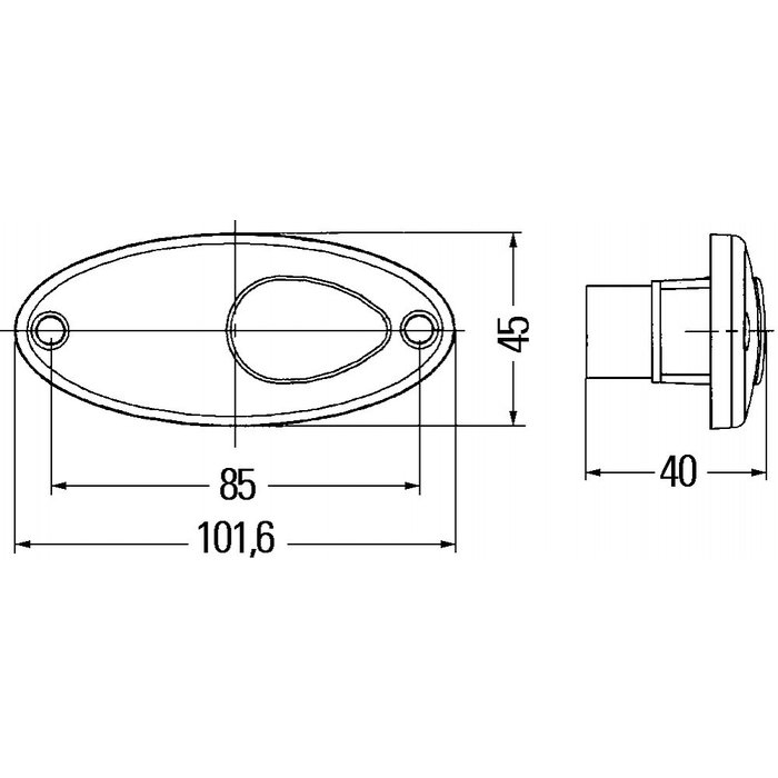 Hella Hella Breedtelicht met Reflector Ovaal Inbouw Wit