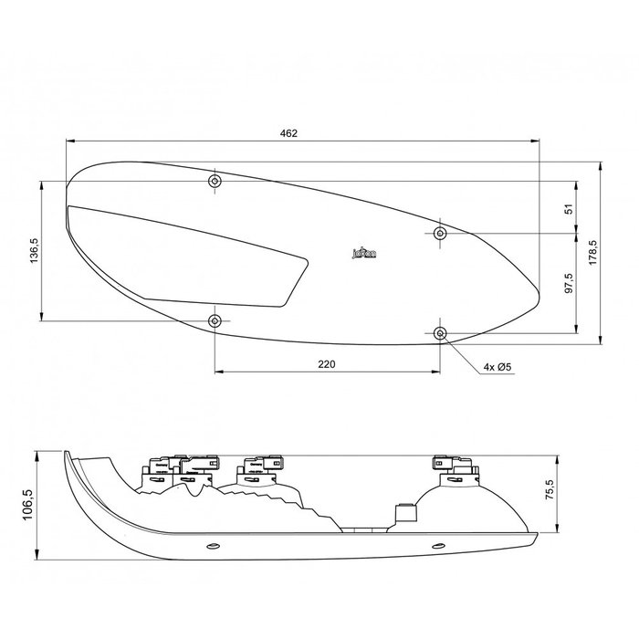 Jokon Jokon Achterlicht L3000 Knipper/ Rem/ Mist/ Reflector Rond/ Achteruit Rechts