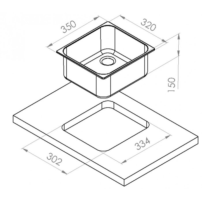 Navy Load Navy Load Spoelbak Rechthoekig RVS 350x320