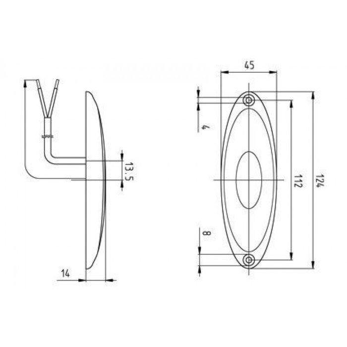 Jokon Jokon Zijmarkering LED SMLR2010 Ovaal Opbouw Oranje-Grijs Frame