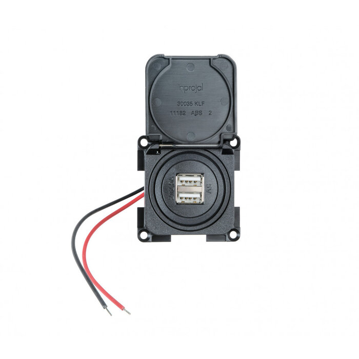Presto 5 stuks Presto Contactdoos 2x USB 5V m. Klapdeksel Zwart