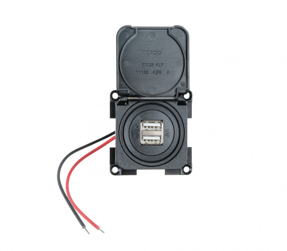 Presto 5 stuks Presto Contactdoos 2x USB 5V m. Klapdeksel Zwart