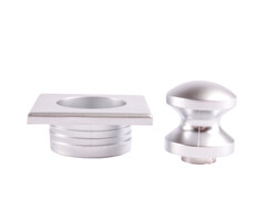 Fjord Outdoor Mini Knop+Ring Vierkant Pushlock Nikkel Mat 2st.