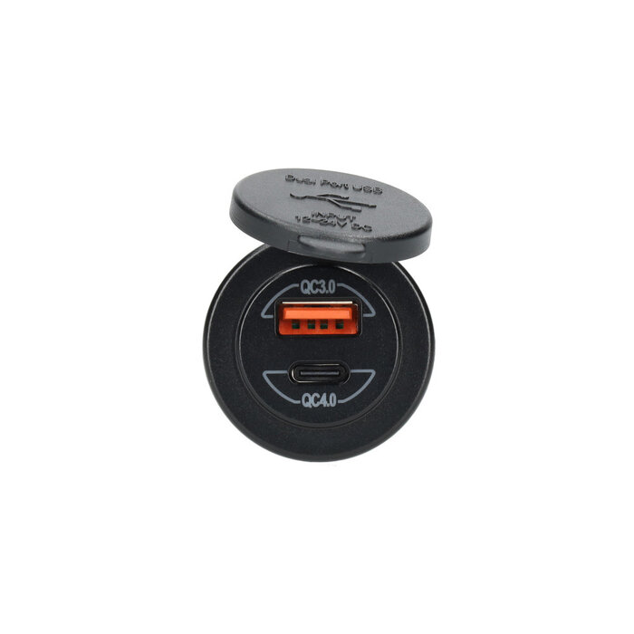 Fjord Outdoor Power Line Contactdoos USB-A QC3.0 + USB-C QC4.0 Lader
