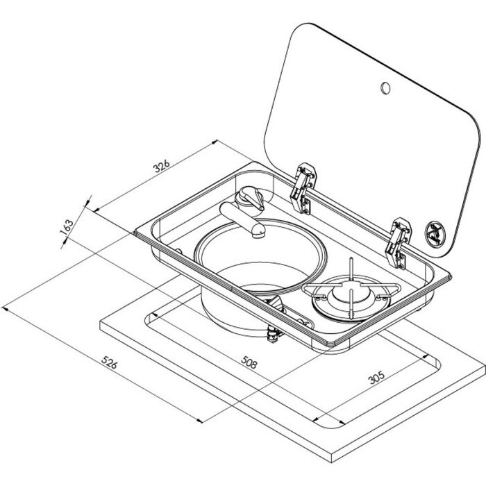 Navy Load Navy Load Kookplaat 1-Pits met Spoelbak Links 505x305