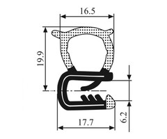 Fjord Outdoor Klemprofiel met Sponsrubber Zijkant 2-5mm 5mtr