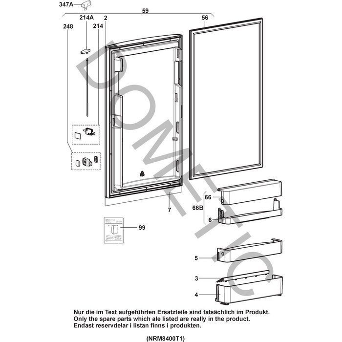 Dometic Dometic RMS8550 Champagnekleur Knop Deurvergrendeling links scharnier