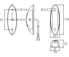 Jokon Jokon Markering LED SPL2011 Ovaal Opbouw Rood/Wit Zwart Frame