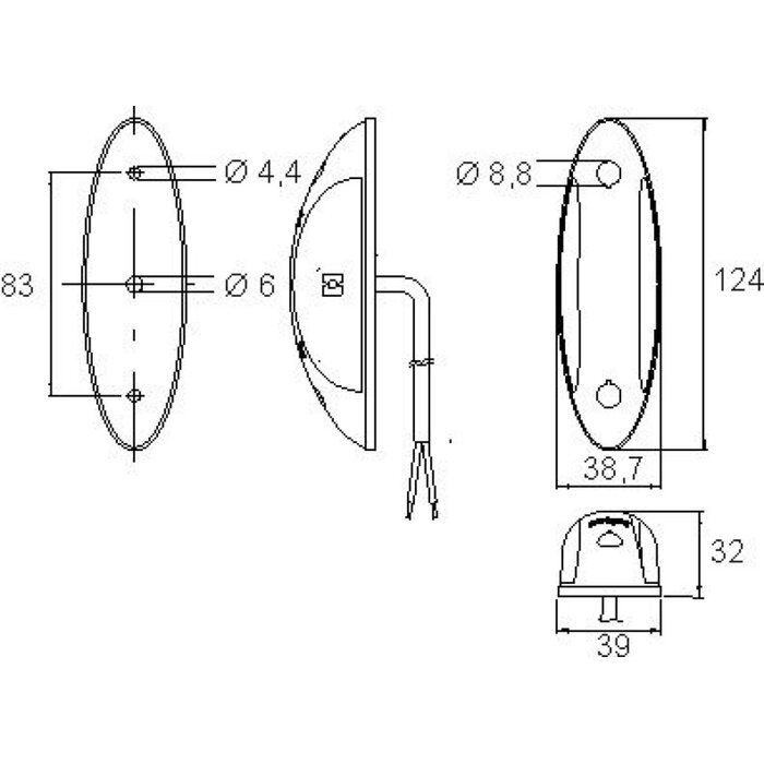 Jokon Jokon Markering LED SPL2011 Ovaal Opbouw Rood/Wit Zwart Frame