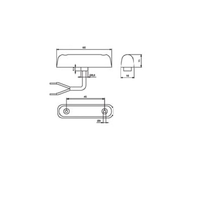 Jokon Jokon Markering LED S24-2 Rechthoekig Opbouw Wit met Rode LEDs