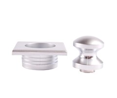 Fjord Outdoor Mini Knop+Ring Vierkant Pushlock Nikkel Mat 2st.