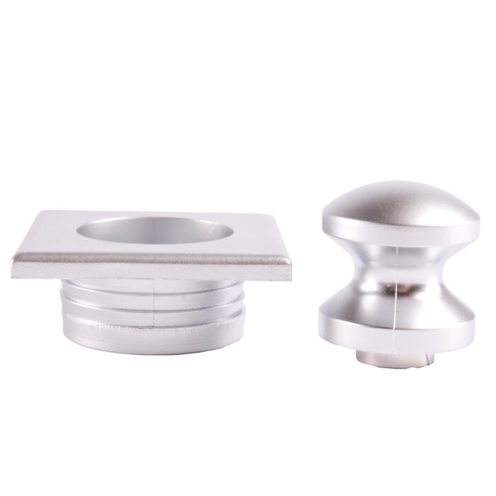 Fjord Outdoor Mini Knop+Ring Vierkant Pushlock Nikkel Mat 2st.