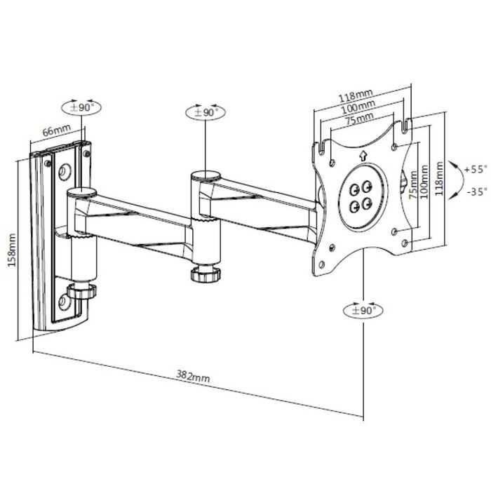 Vechline Vechline TV Steun Wandmontage 2-Armen