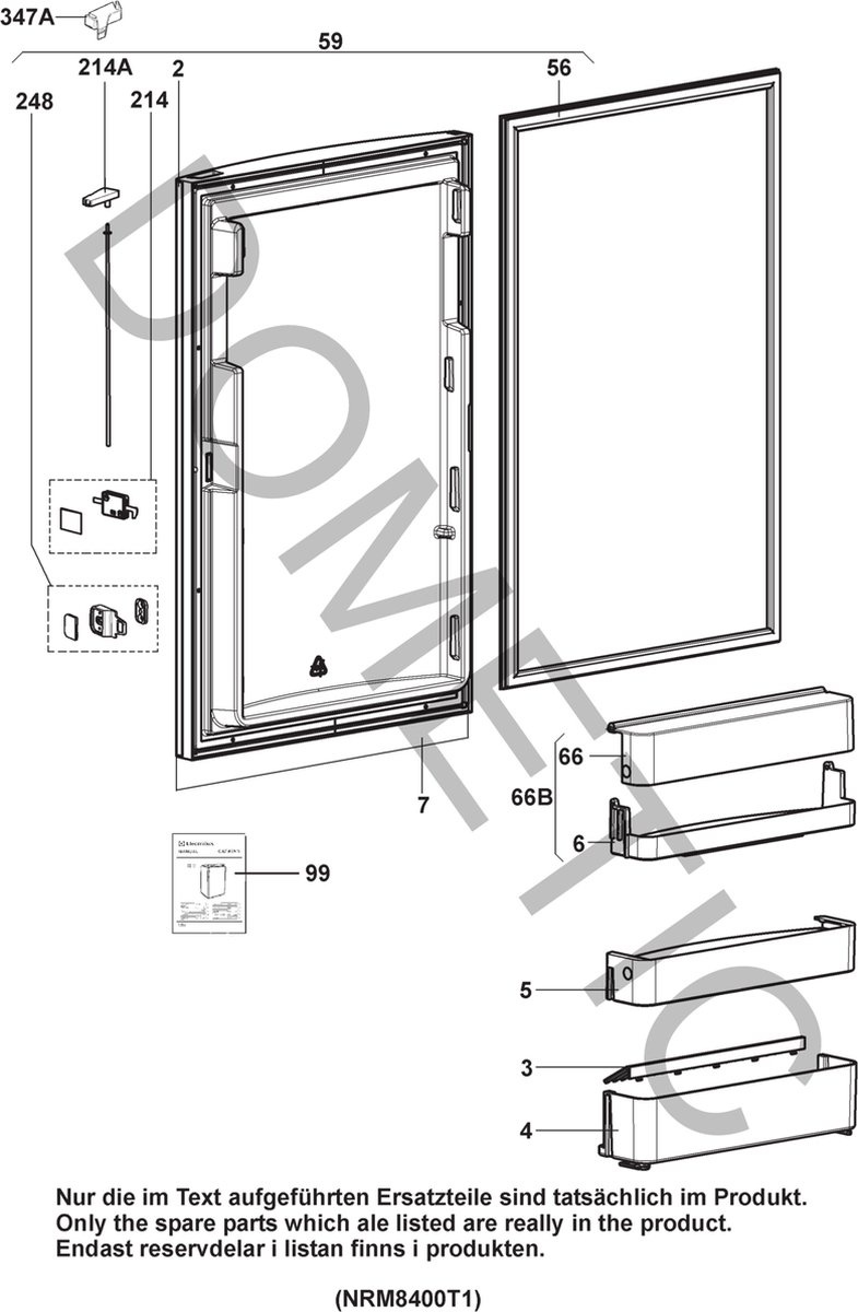 Dometic Dometic RMS8550 Champagnekleur Knop Deurvergrendeling links scharnier