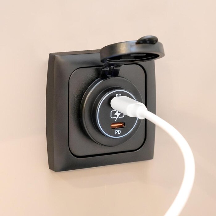 Fjord Outdoor Power Line Contactdoos USB-C PD Lader 2x3A