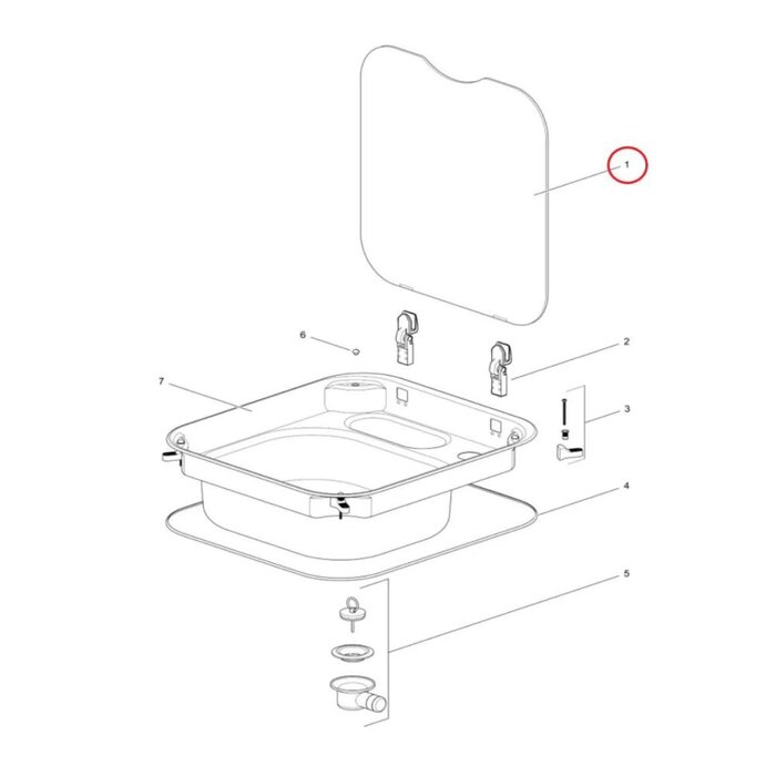 Thetford Thetford Glasplaat Spoelbak Rectangular Clear SBL34XX