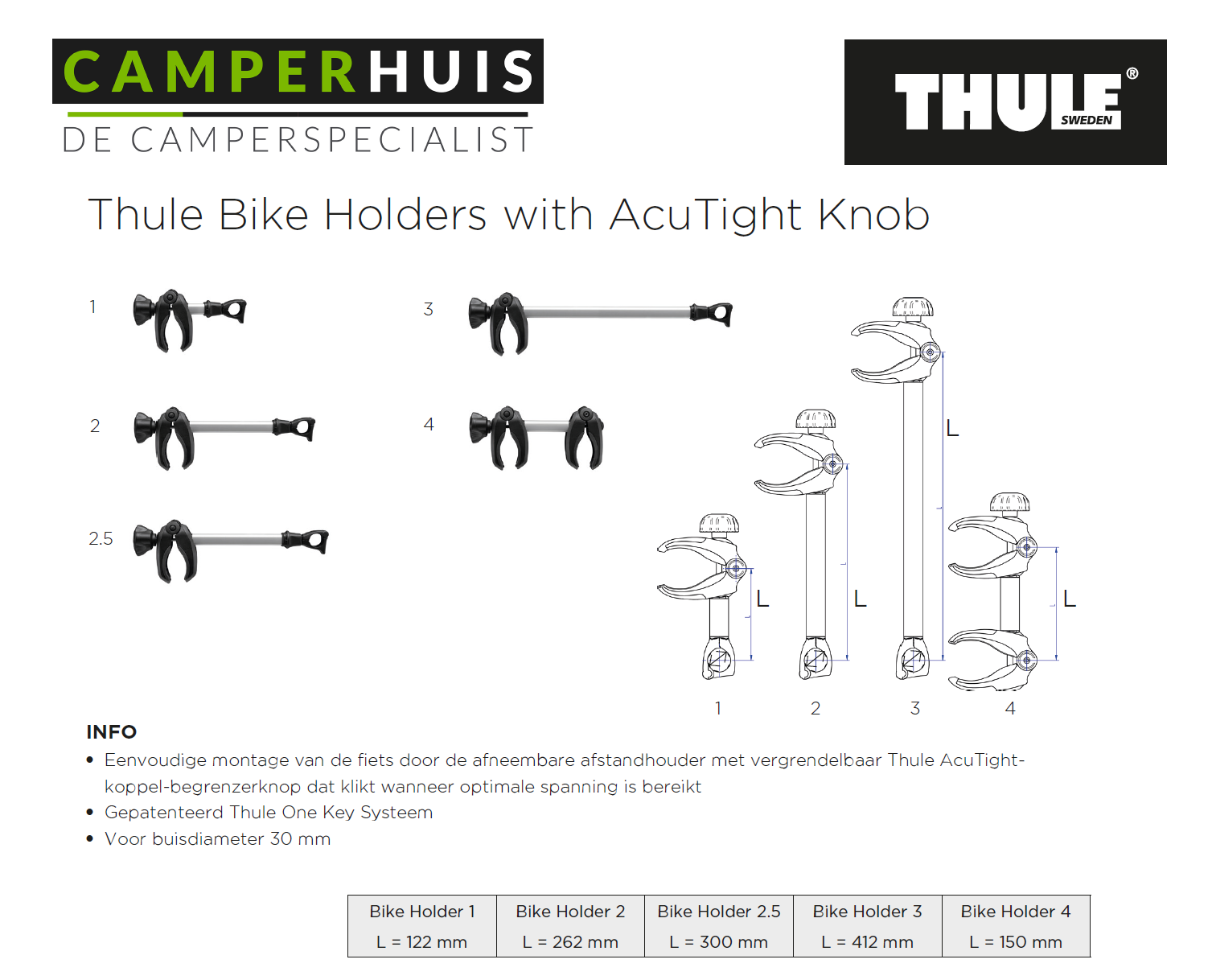 Thule Thule Bike Holder 2.5 met ACUTight-knop zwart