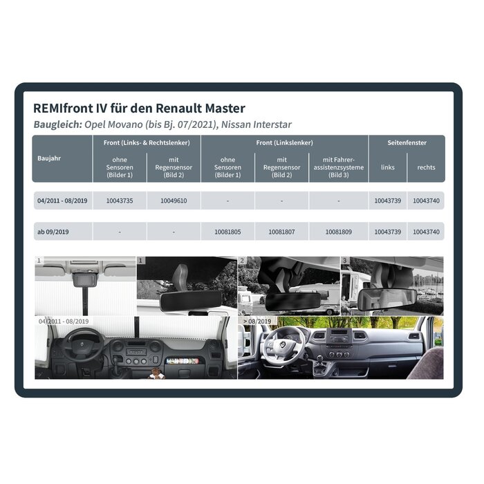 Remis Remifront Renault Master 04/2011-08/2019 met Regensensor