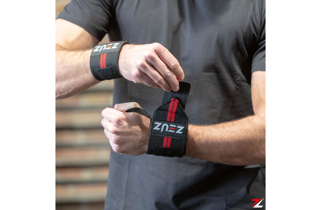ZEUZ® 1 Stuk Fitness & CrossFit Polsband - Wrist wraps – Krachttraining – Polsbrace – Rood & Zwart