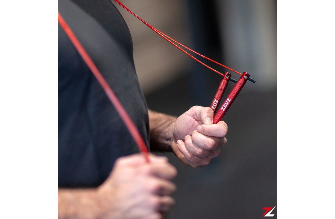 ZEUZ® Professioneel Crossfit & Fitness Springtouw – Verstelbaar – Speed Rope – Volwassenen – Rood
