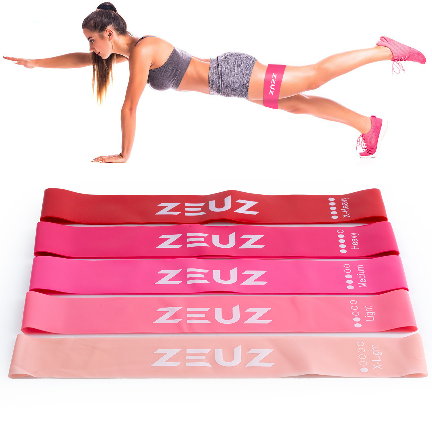 ZEUZ® 5 Stuks Premium Weerstandsbanden Set – Resistance Band – Bootybands – Weerstand Elastiek