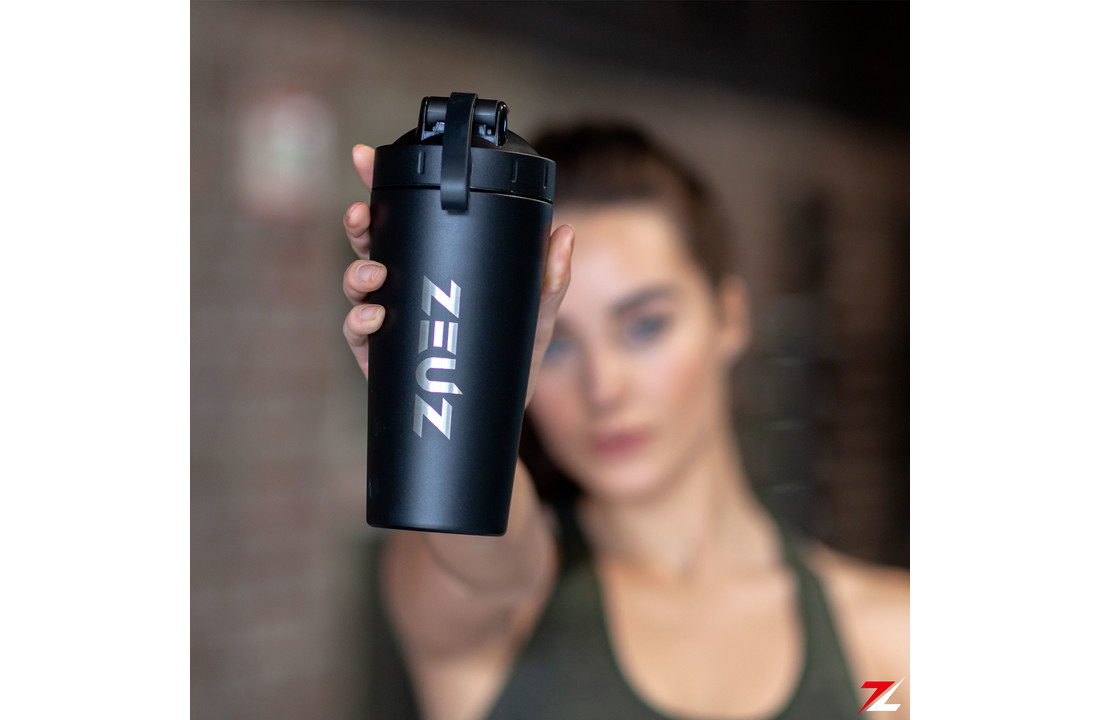ZEUZ® Premium RVS Shakebeker – Proteïne Shaker – Shake Beker - BPA Vrij – 700 ml - Mat Zwart