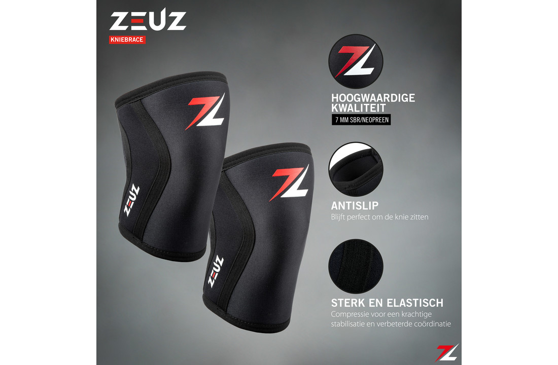 Great Barrier Reef Sta op passend ZEUZ® 2 Stuks Premium Knie Brace voor Fitness, Crossfit & Sporten – Knieband  - Braces – 7 mm - Maat M - ZEUZ
