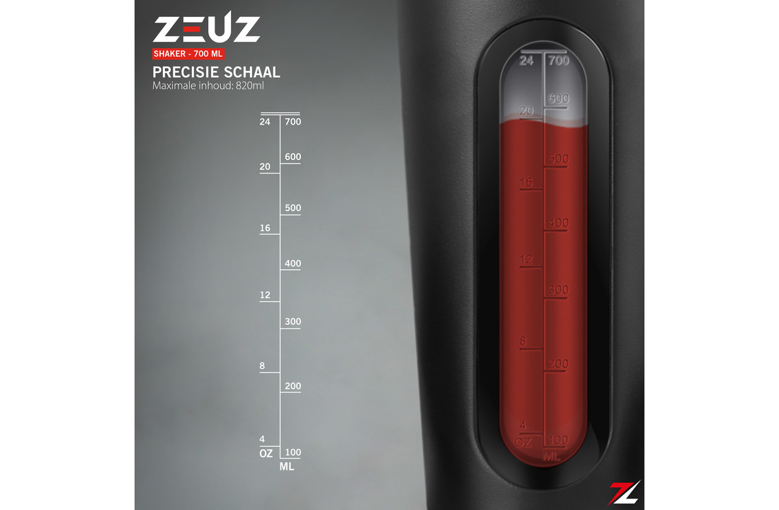 ZEUZ® Premium RVS Shakebeker – Proteïne Shaker – Shake Beker - BPA Vrij – 700 ml - Mat Zwart