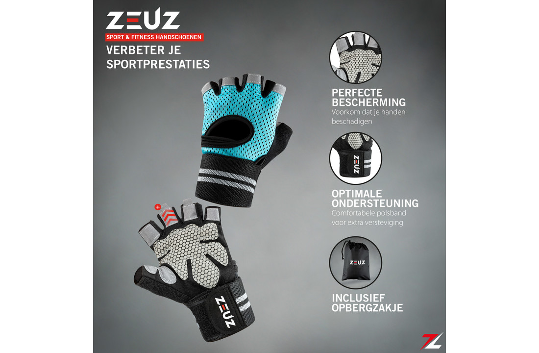 Obsessie Interactie weten ZEUZ® Sport & Fitness Handschoenen Heren & Dames - Blauw - ZEUZ