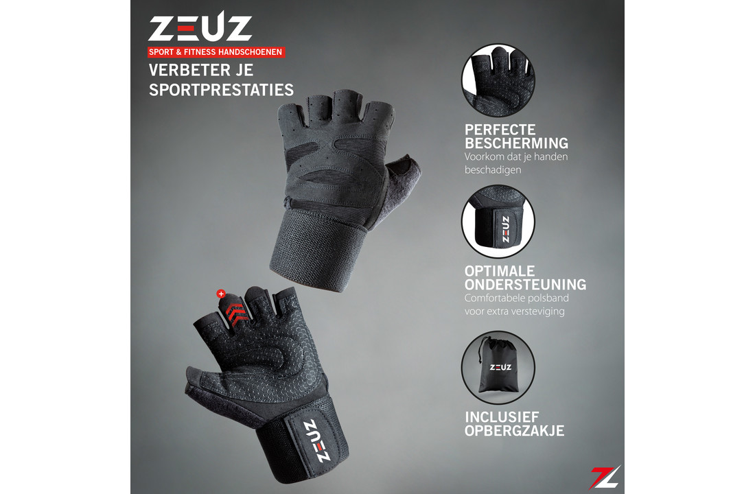 januari zacht Aanvulling ZEUZ® Sport & Fitness Handschoenen Heren & Dames - Zwart - ZEUZ