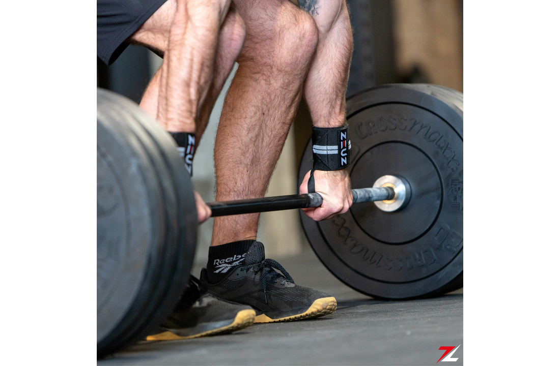ZEUZ® 2x Fitness & CrossFit Polsband - Wrist wraps – Krachttraining – Polsbrace – Grijs & Zwart