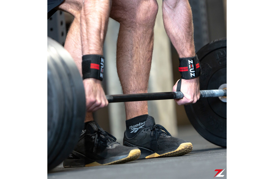 ZEUZ® 2x Fitness & CrossFit Polsband - Wrist wraps – Krachttraining – Polsbrace – Rood & Zwart