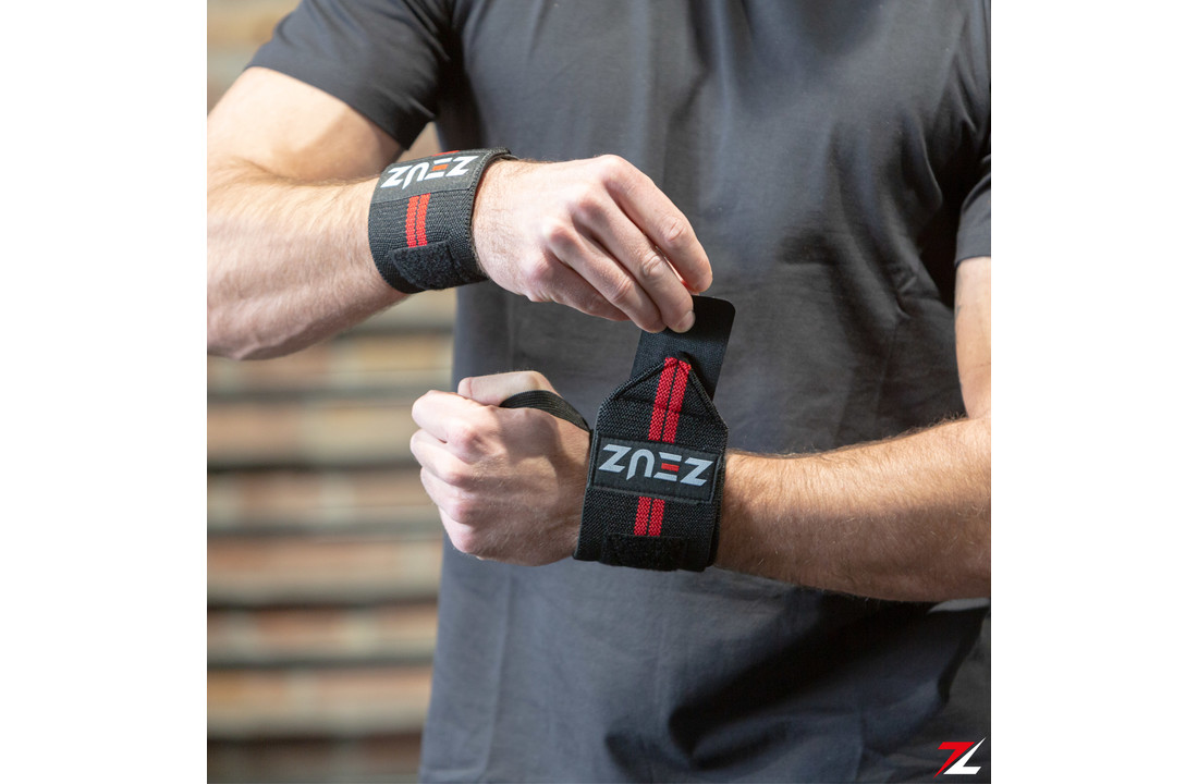 De lucht Beide Net zo ZEUZ® 2x Fitness & CrossFit Polsband - Wrist wraps – Krachttraining –  Polsbrace – Rood & Zwart - ZEUZ