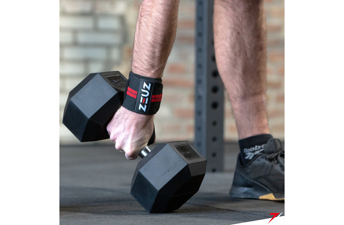 ZEUZ® 2x Fitness & CrossFit Polsband - Wrist wraps – Krachttraining – Polsbrace – Rood & Zwart
