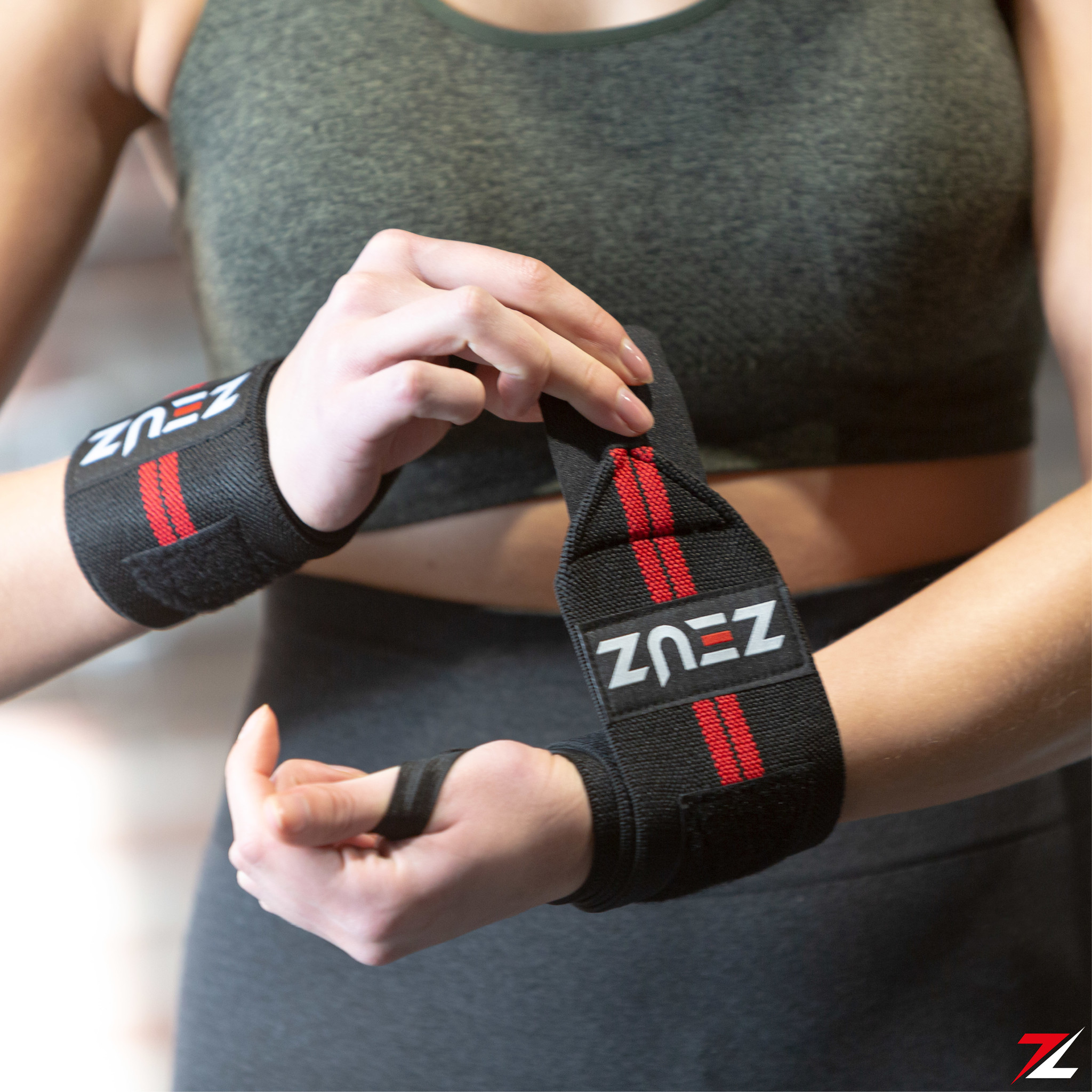 ZEUZ® 1 Stuk & CrossFit Polsband Wrist – Krachttraining – Polsbrace – Rood & Zwart - ZEUZ