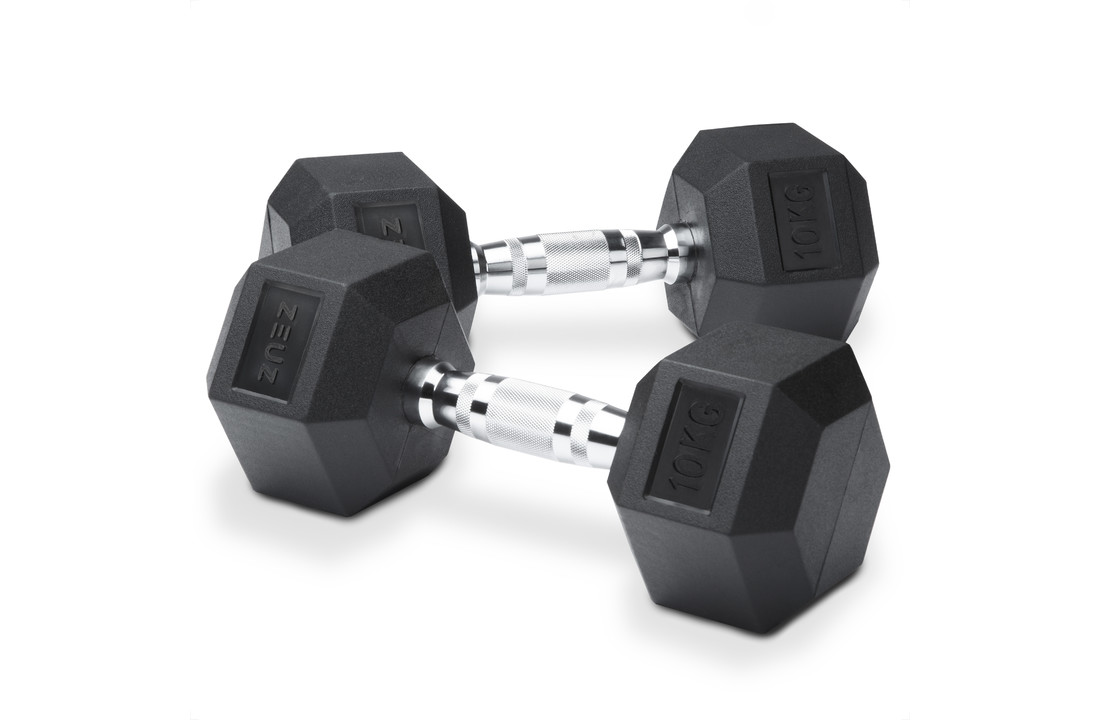 ZEUZ Hexa Dumbbells Set 2 x 10 KG – Hexagon Gewichten Dumbbellset