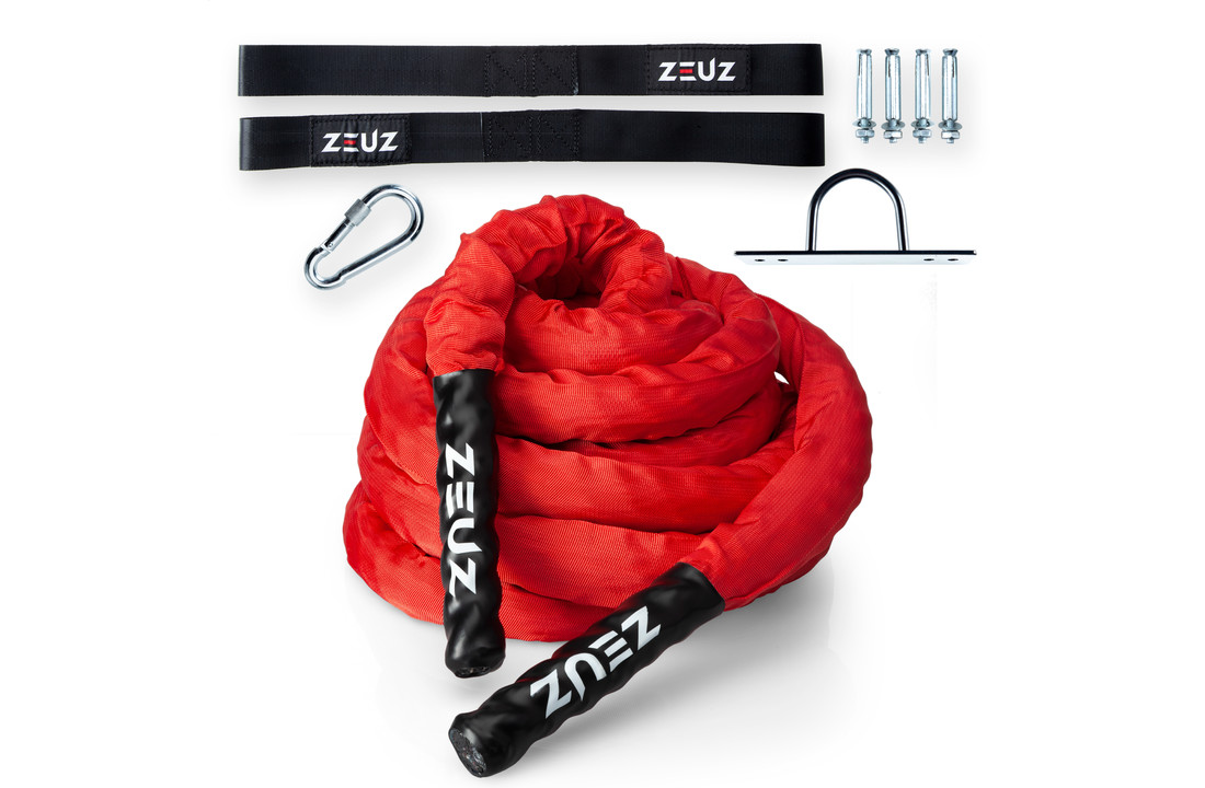 ZEUZ® 9 Meter Battle Rope inclusief Bevestigingsmateriaal