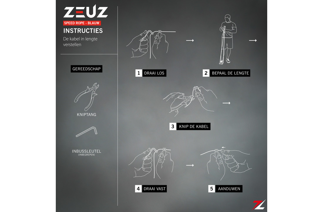 ZEUZ® Professioneel Crossfit & Fitness Springtouw – Verstelbaar – Speed Rope – Volwassenen – Marine Blauw